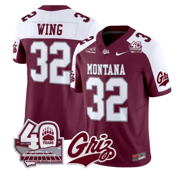 Peyton Wing Jersey #32 Montana Grizzlies 2026 Limited All Stitched Maroon Alter