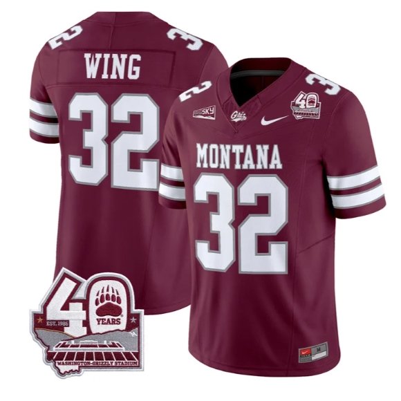 Peyton Wing Jersey #32 Montana Grizzlies 2026 Limited All Stitched Maroon