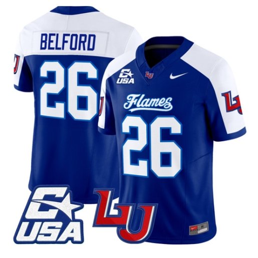 Jaylin Belford Jersey #26 Liberty Flames 2026 Vapor Limited Stitched Navy Alter
