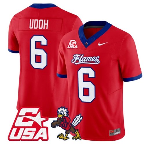Kanye Udoh Jersey #6 Liberty Flames 2026 Vapor Limited All Stitched Red