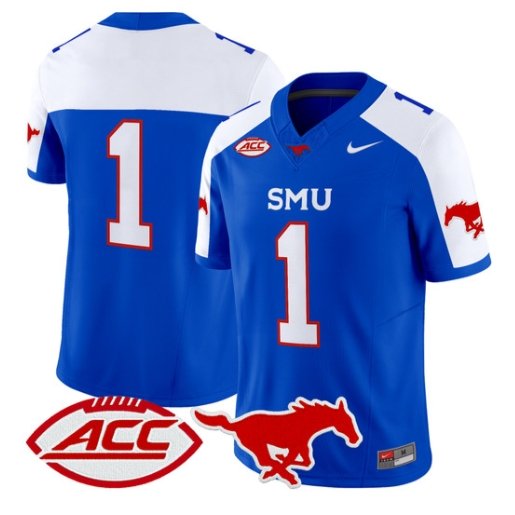 Team Jersey #1 SMU Mustangs 2026 Vapor Limited All Stitched Blue Alter