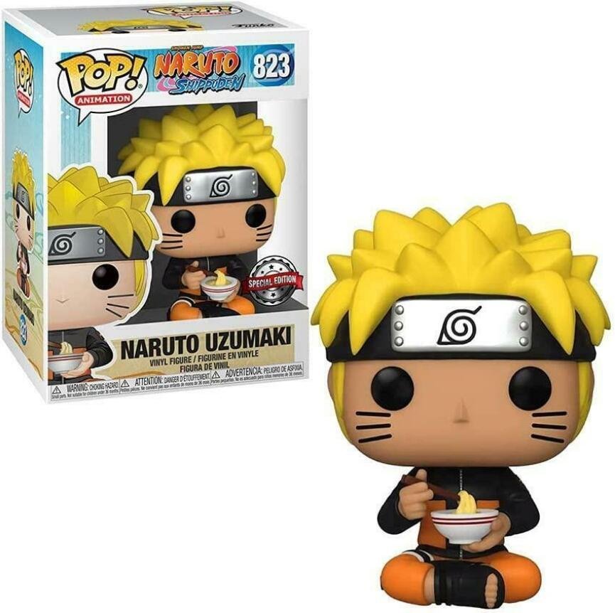 Animation NARUTO UZUMAKI Eating Ramen Noodles #823 Funko POP! Action Figure Toy W Protector
