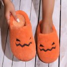 Women's Orange halloween Plush Slippers Soft Comfy Indoor House Shoes Cozy Bedroom Footwear