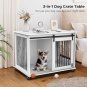 Dog Crate Furniture with Divider for 2 Small to Medium Pets, Wooden Cage
