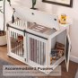 Dog Crate Furniture with Divider for 2 Small to Medium Pets, Wooden Cage