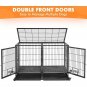 Stackable Dog Crate with Divider 43'' Rolling Heavy Duty Dog Cage with Open Top/ 2 Removable Trays