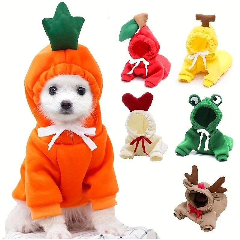 Cute Fruit Dog Clothes for Small Dogs hoodies Warm Fleece Pet Clothing Puppy Cat Costume Coat