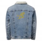 A landing eagle - Unisex Sherpa Denim Jacket (light blue)