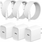 iPhone Fast Charger 3+3Pack 20W USB C Wall Charger with 6FT Fast Charging Cable