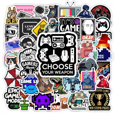 60 pcs Gaming Stickers Video Game Controller Decals for Laptop Phone Scrapbook 5.5 cm