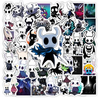 60 pcs Hollow Knight Stickers Video Game Decals for Laptop Phone Scrapbook 5.5 cm (on the long side)
