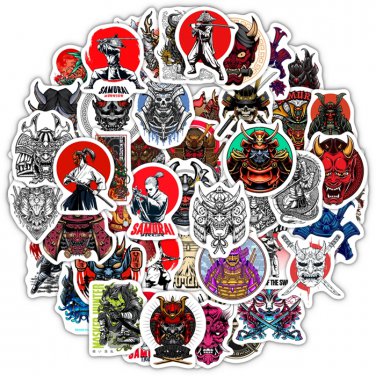 50 pcs Japanese Samurai Set B Stickers Decals for Laptop Phone Scrapbook 5.5 cm
