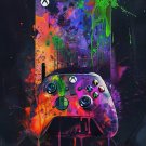 50x70cm Video Gaming Poster - X-Box Console and Controller on Cotton Canvas Fabric (No Frame)