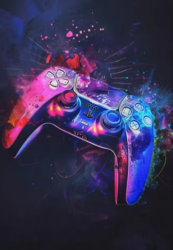 50x70cm Video Gaming Poster - PS5 Controller on Cotton Canvas Fabric (No Frame)