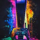 50x70cm Video Gaming Poster - PS5 Console and Controller on Cotton Canvas Fabric (No Frame)