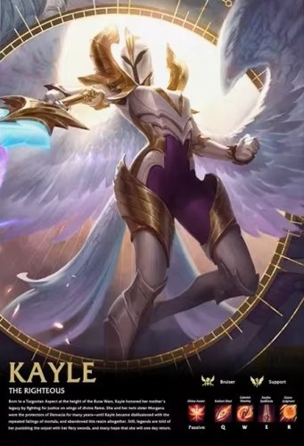 50x70cm Video Game Poster - Kayle League of Legends on Cotton Canvas Fabric (No Frame)