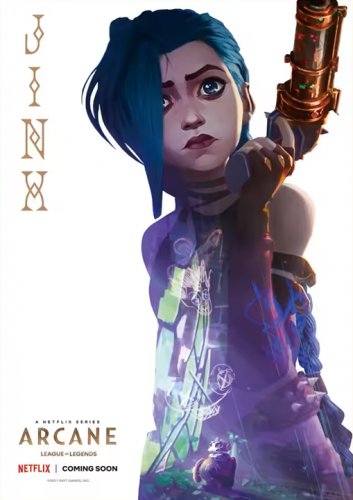 50x70cm Video Game Poster - Jinx Arcane League of Legends on Cotton Canvas Fabric (No Frame)