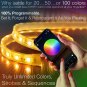 100 Ft LED Strip Lights for Bedroom Music Sync Color Changing RGB LED Strip Rope