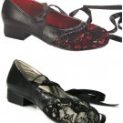 Women's Pleated Shoe with Lace and Ribbon Ties
