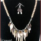 "Ocean Life" Mother of pearl, freshwater pearls,necklace & earrings