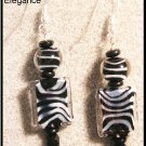 "Safari" Fun Zebra stripped glass beads earrings