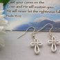 "JOY"  Silver Cross earrings, with inset crystal