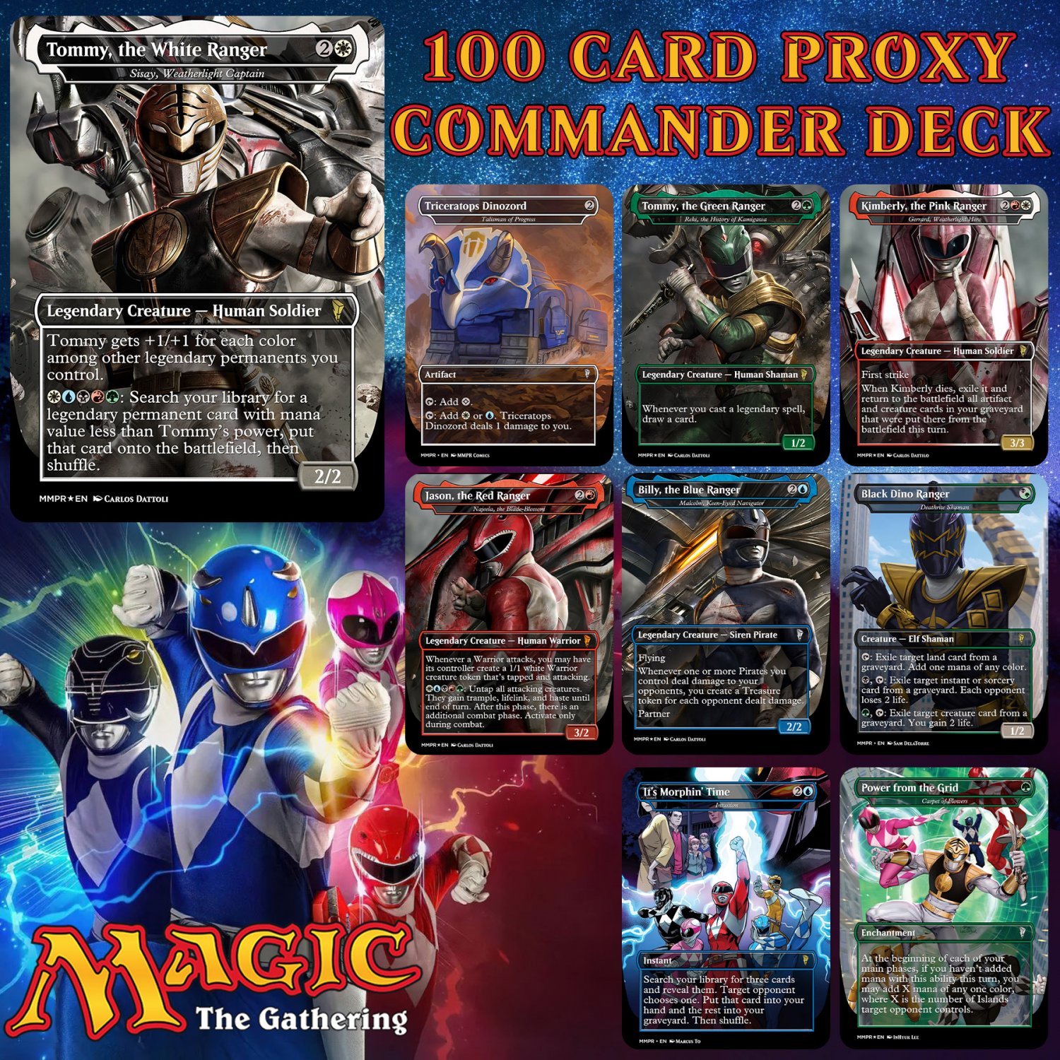 Power Rangers 100 Card MTG Proxy EDH Commander Deck — Custom Magic The ...