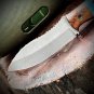SCK-02 CUSTOM HAND MADE 440C STEEL EDC HUNTING KNIFE WITH MICARTA SHEATH HANDLE AND LEATHER SHEATH