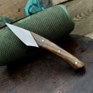 SCK-03 CUSTOM HAND MADE SPRING STEEL KRIDASHI KNIFE ROSE WOOD HANDLE WITH PURE LEATHER SHEATH