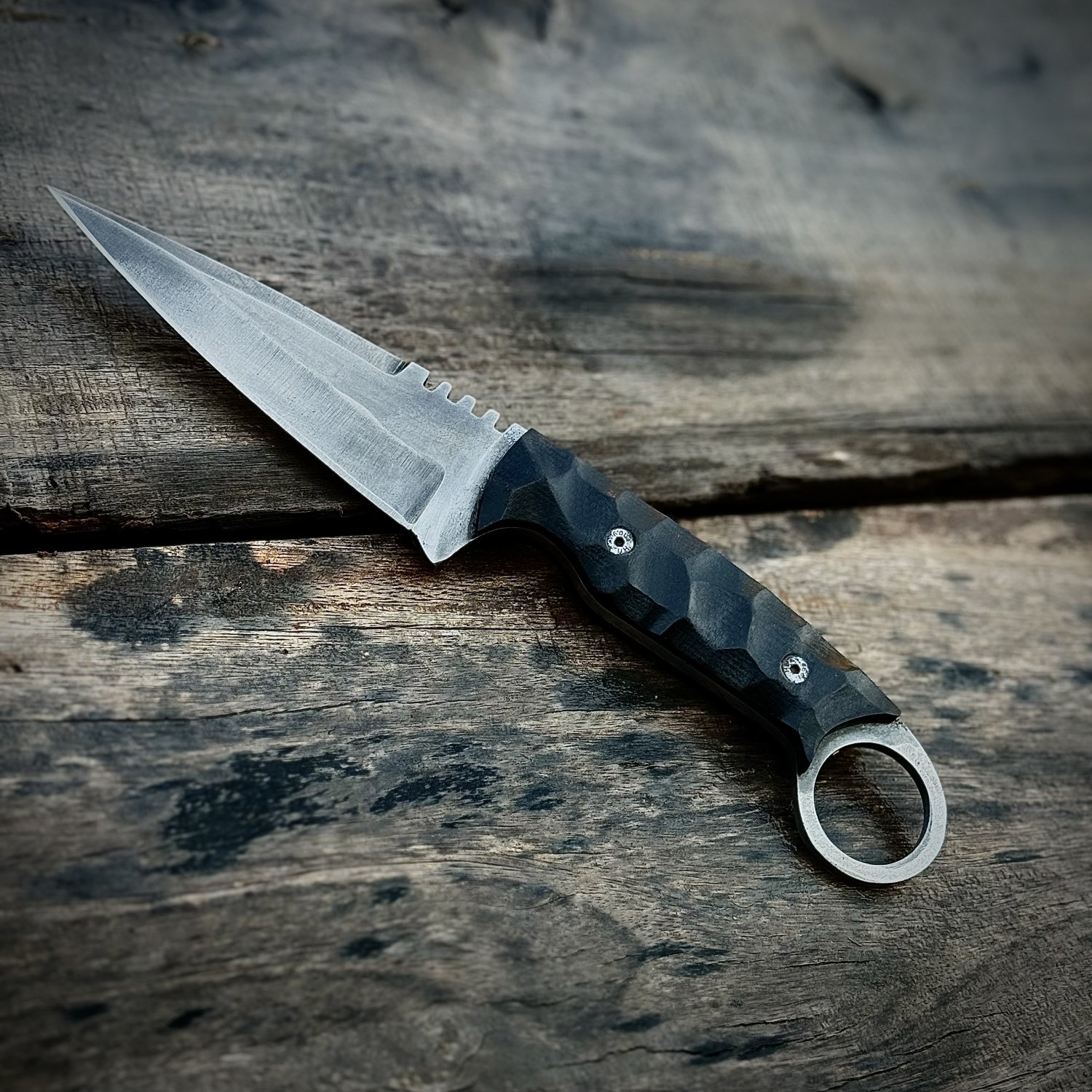 SCK-04 CUSTOM HAND MADE 440C STEEL SKINNER KNIFE MICARTA SHEATH HANDLE WITH PURE LEATHER SHEATH