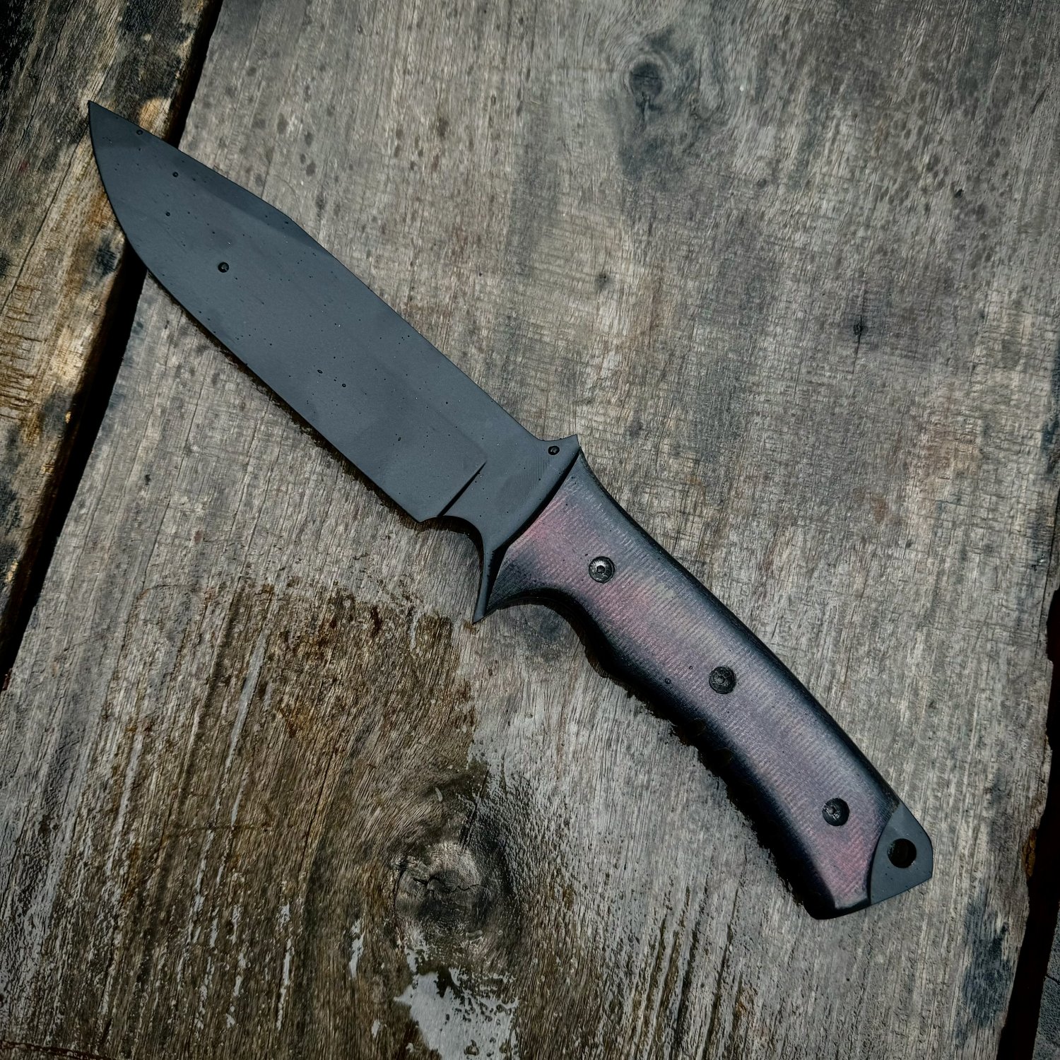 SCK-05 CUSTOM HAND MADE 440C STEEL HUNTING KNIFE MICARTA SHEATH HANDLE WITH PURE LEATHER SHEATH