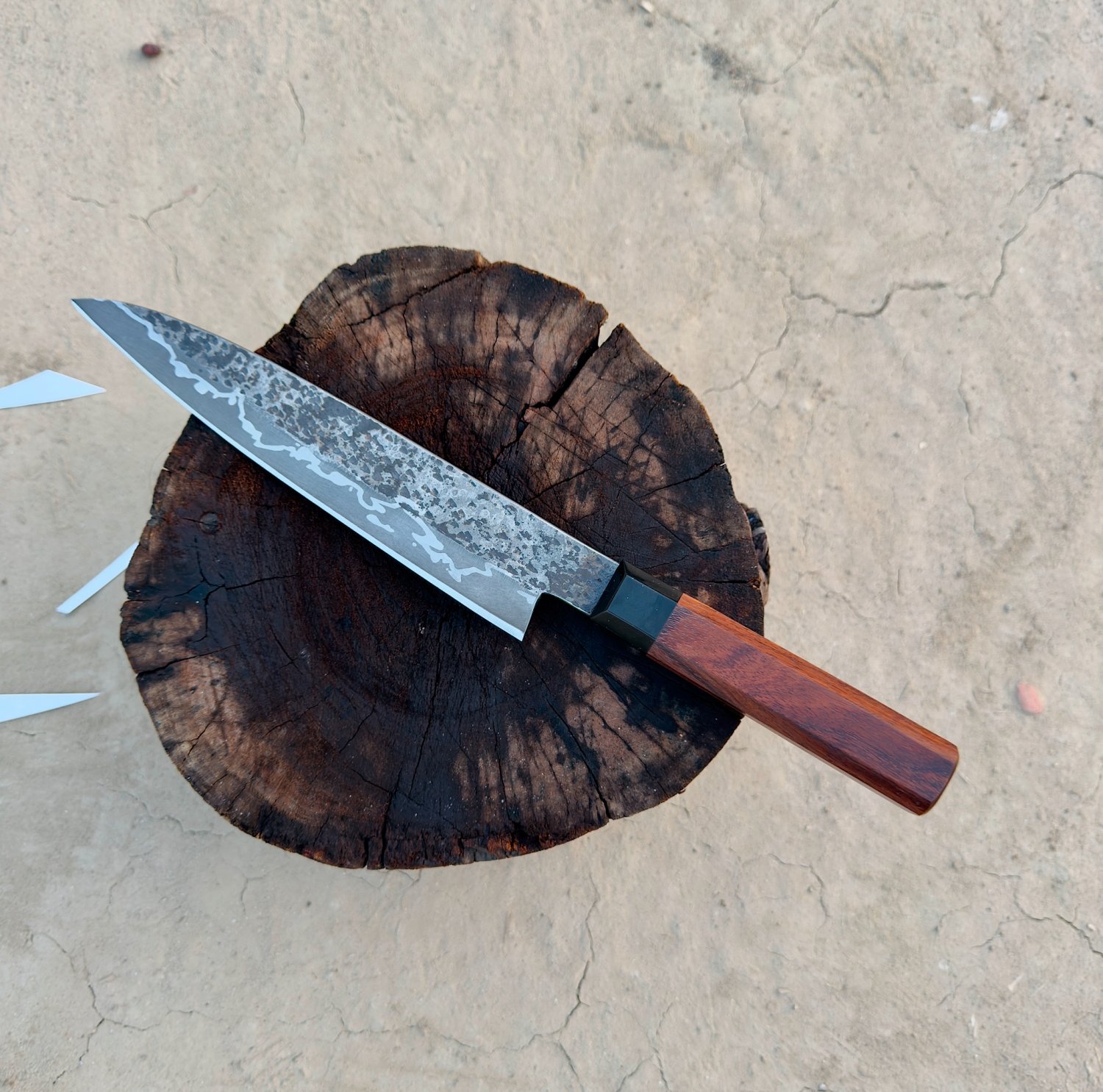 SCK-06 CUSTOM HAND MADE SAN-MAI STEEL JAPANESE CHEF KNIFE ROSE WOOD HANDLE WITH WOODEN SHEATH
