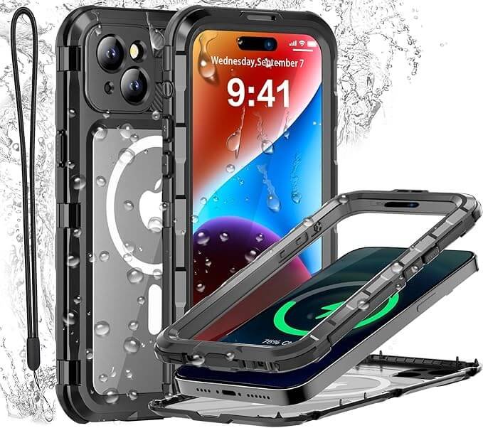 Beeasy Heavy Duty Waterproof Phone Case with Magsafe for iPhone 15 /iPhone 14/iPhone 13/iPhone 12