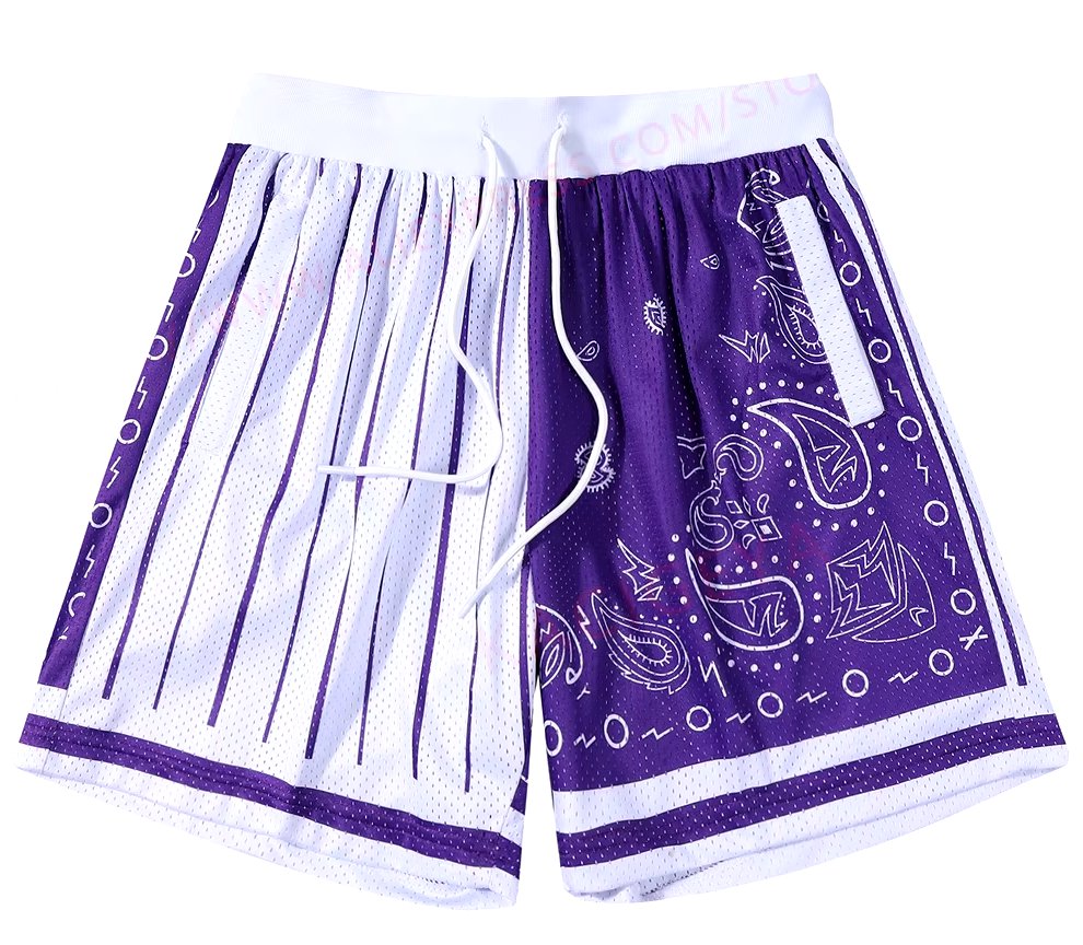 Men Basketball Shorts Casual Short Traning Purple white Short