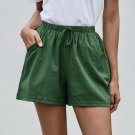 Women Cotton Linen Shorts Summer Casual Running Army Green Shorts