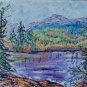 Colored Pencil Ink Mixed Media Landscape Fall Lake ACEO Art Card 2.5" x 3.5" Original