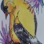 American Goldfinch Mixed Media Colored Pencil Ink ACEO Art Card 2.5" x 3.5" Original