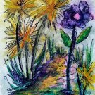 Dandelions and Poppy Wildflowers ACEO Art Card 2.5" x 3.5" Original Watercolor Ink Painting