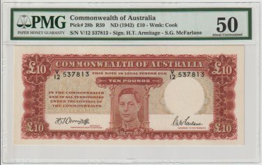 Australia 1943 Armitage & McFarlane 10 Pound - PMG AU 50