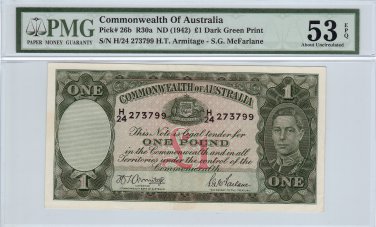 Australia 1942 Armitage & McFarlane 1 Pound - PMG AU 53 EPQ