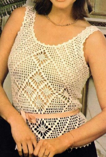 Retro Crochet Pattern - Filet Diamond Tank Top