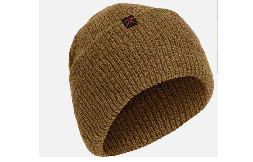 100% Wool Double Layered Knit Watch Cap Beanie Hat with Rothco Tag  Cold Weather