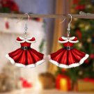 New Red Color Velvet Dress Pendant Women Hook Earrings Creative Christmas Gifts New 2025