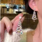 2025 Fashion Christmas Tree Zircon Crystal Star Silver Color Earrings Stud Dangle Xmas Jewelry