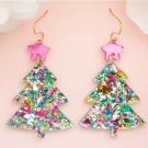 Christmas Tree Acrylic Dangle Earrings 18k GOLD Hook Ear Women's Fashion Jewelry
