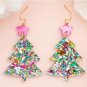 Christmas Tree Acrylic Dangle Earrings 18k GOLD Hook Ear Women's Fashion Jewelry