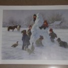 "Our Giant" by Robert Duncan 2001 14 x 18" Print Snowman Watercolor Snowman Kids