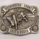 1986 WASHINGTON COUNTY FAIR & RODEO BELT BUCKLE OREGON 25TH ANNIV POWER RENTS GM