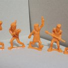 Vintage Orange Plastic Cavemen - Set of 6 Imperial China