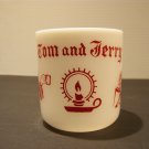 Vintage Hazel Atlas Tom & Jerry Mug White w/ Red Print 3" 1940's
